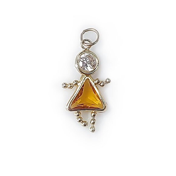 14K Gold November Pendant Charm Birthstone Girl Daughter Cubic Zirconia Mini .75 - Picture 1 of 11